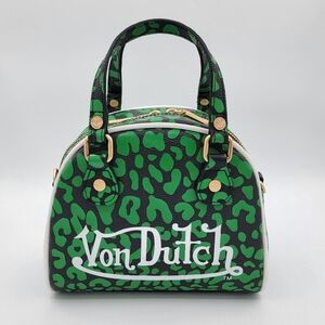 Von Dutch Green Cheetah Print Handbag NEW